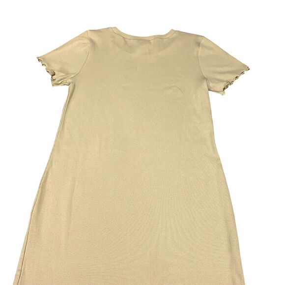 ABOUND Women's Mini Raincheck Dress Beige Cream Ribbed  Short Sleeve - Large - Picture 2 of 14